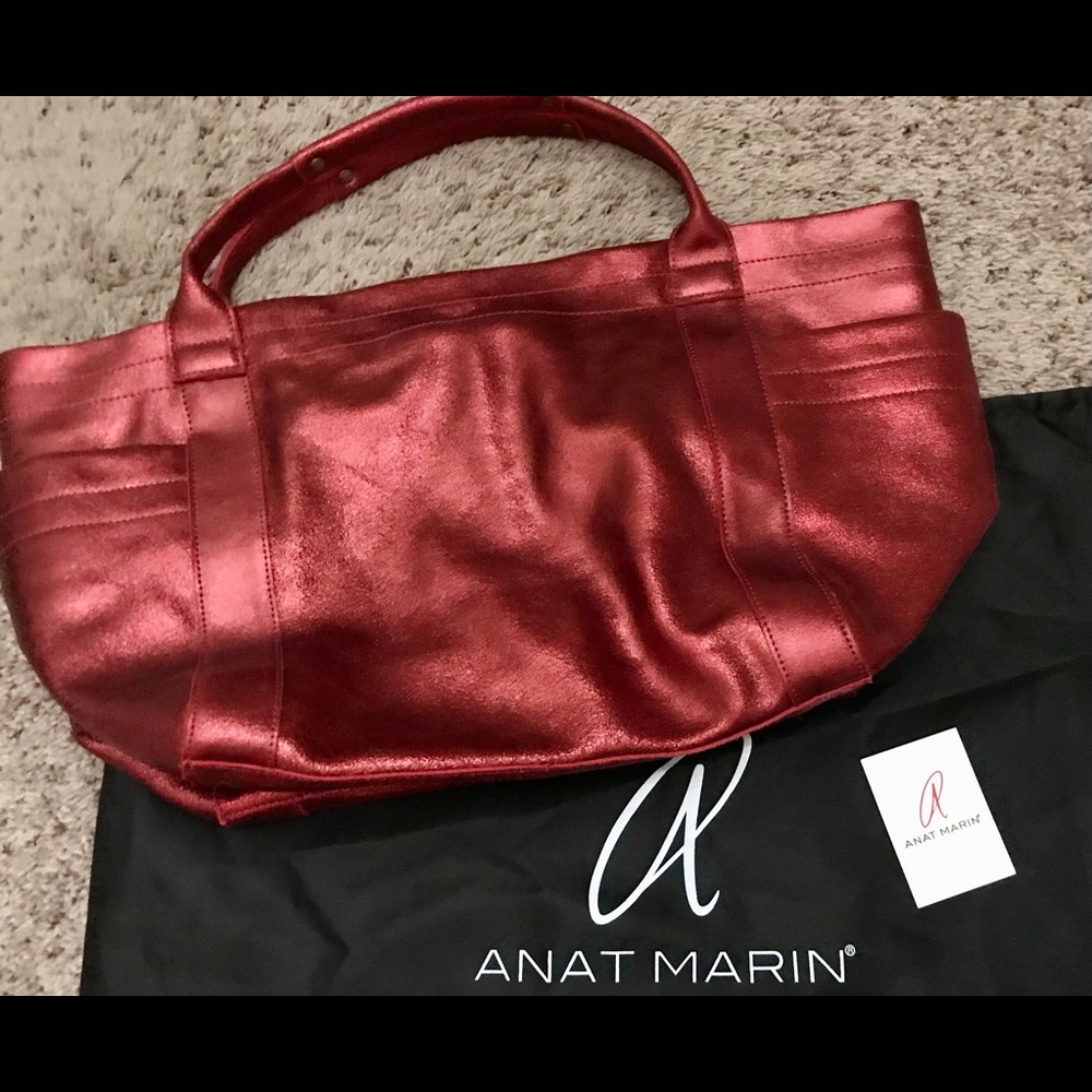 Anat Marin Red Leather Tote Bag